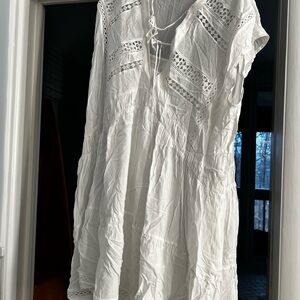 Chic White Dress with Lace Accents